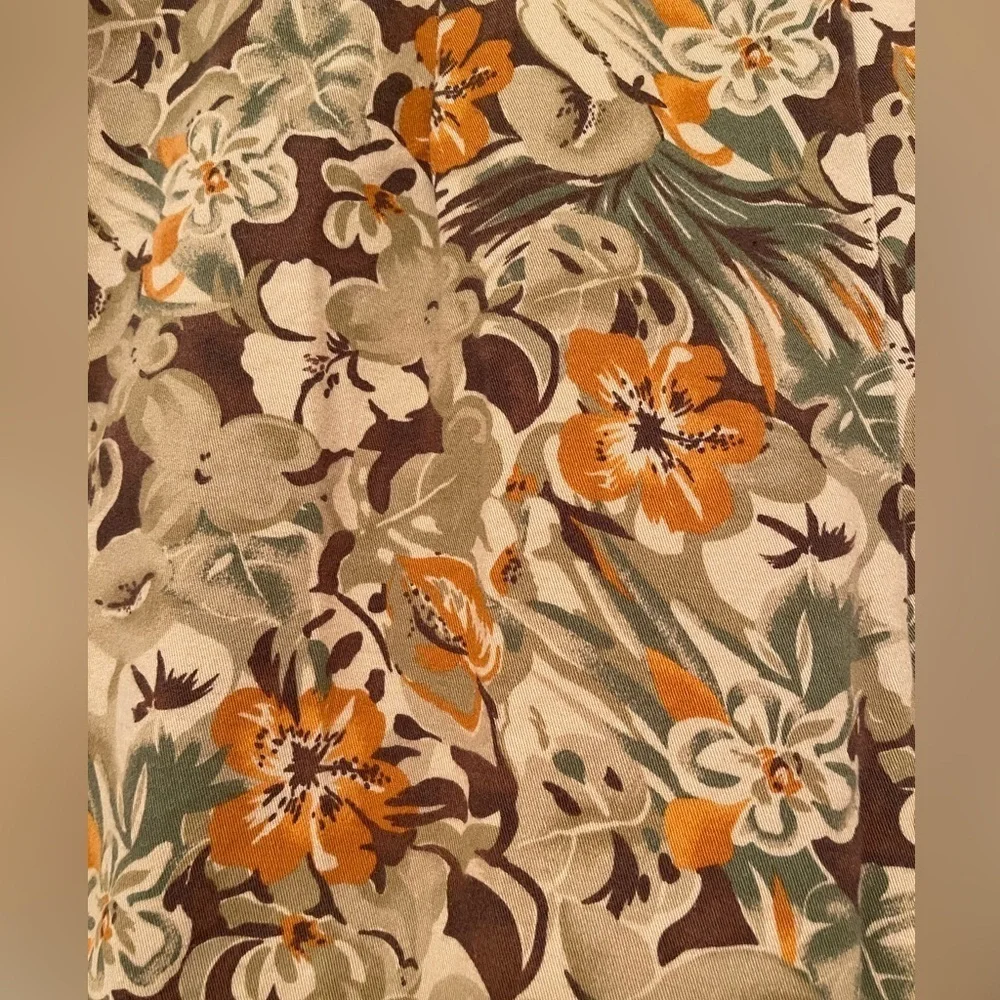 CHAUS CAPRI floral pattern, browns greens rust colors, side, zipper women size12